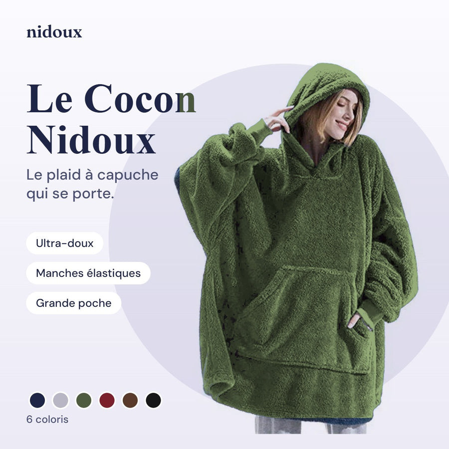 Le Cocon Nidoux – Plaid à capuche oversize ultra-doux